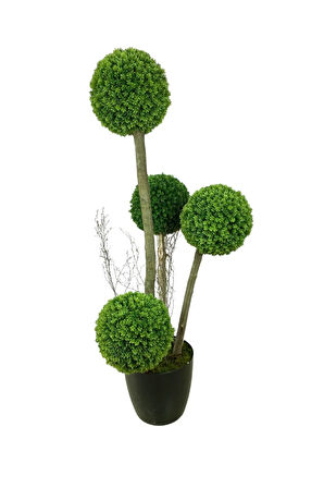 4'lü Çamdalı Şimşir Top 170 Cm Yapay Ağaç 30x30 Metal Saksı