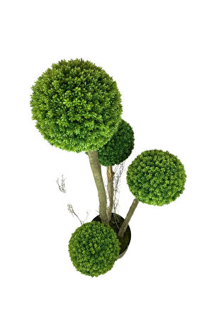 4'lü Çamdalı Şimşir Top 170 Cm Yapay Ağaç 30x30 Metal Saksı
