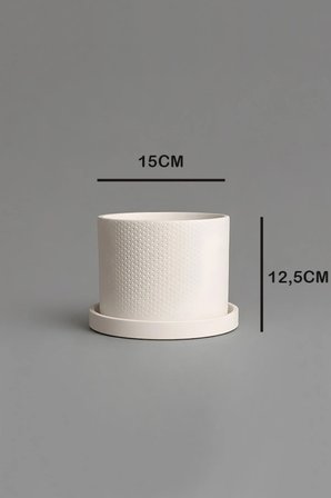 Dekoratif Beton Saksı V-123-AÇİK KREM