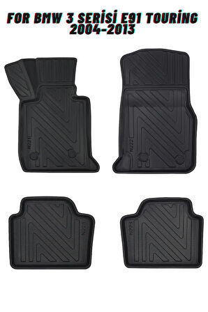 Bmw 3 Serisi E91 Touring 2004-2013 ile Uyumlu Carbon Desenli Ultra Premium Havuzlu Oto Paspas