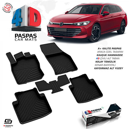 S-Dizayn VW Passat B9 4D Havuzlu Paspas 2024 Üzeri A+ Kalite