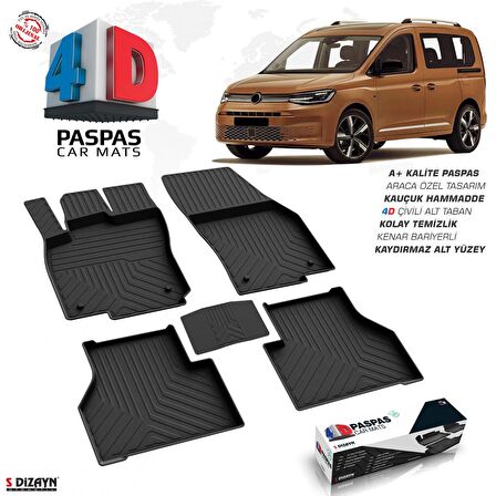 VW Caddy 4D Havuzlu Paspas 2020 ve Üzeri A+Kalite