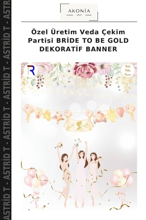 Özel Üretim Veda Çekim Partisi BRİDE TO BE GOLD DEKORATİF BANNER