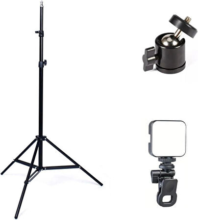 Microcase 3in1 Set 2.1 Metre Tripod + 1/4 360 Dönen Başlık + Softbox Işık - SİYAH AL5104