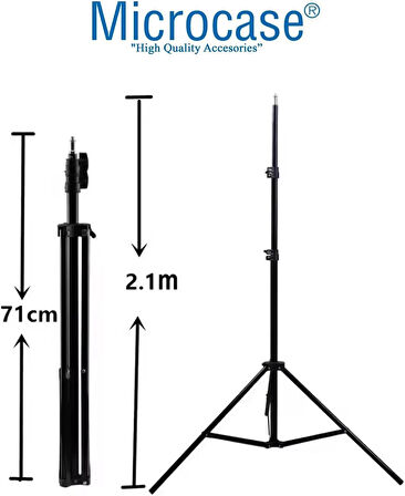 Microcase 3in1 Set 2.1 Metre Tripod + 1/4 360 Dönen Başlık + Softbox Işık - SİYAH AL5104