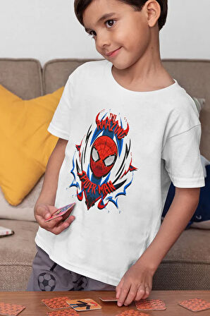 The Amazing Spider-Man Baskılı Unisex Örümcek Adam Çizgi Film Çocuk Tişört (1-12 YAŞ)