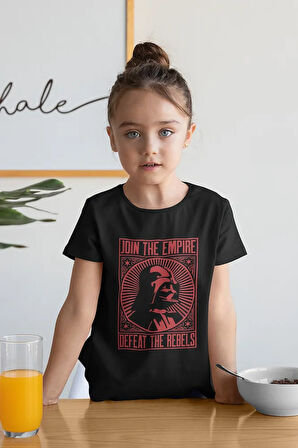 Tasarım Darth Vader Baskılı Unisex Star Wars Film Çocuk Tişört (1-12 YAŞ)