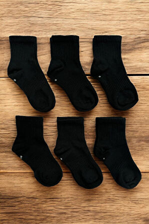 6 Çift Burun Dikişsiz Düz Tenis Çocuk Soket