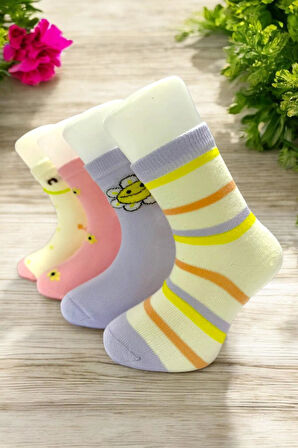 8 Çift Burun Çiçek Desenli Kız Çocuk Soket