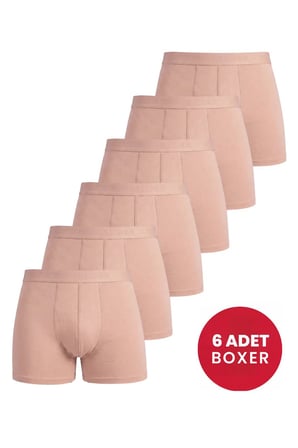 Özel Üretim Casual Slip Puset Erkek Ten Rengi Görünmez Boxer 6'lı Paket Pamuklu