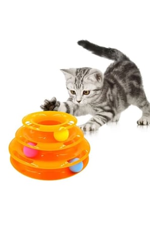10 Adet 3 Katlı Kedi Oyuncağı – Turntable Oyun Kulesi Hareketli Toplu Interaktif Cat Toy