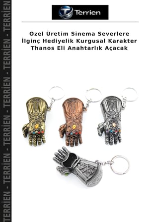 Özel Üretim Sinema Severlere İlginç Hediyelik Kurgusal Karakter Thanos Eli Anahtarlık Açacak