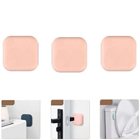 Microcase Darbe Önleyici Yapışkanlı Silikon Kapı Kolu Stoperi Tamponu Kare Tasarım - GRİ AL5004 3 Adet