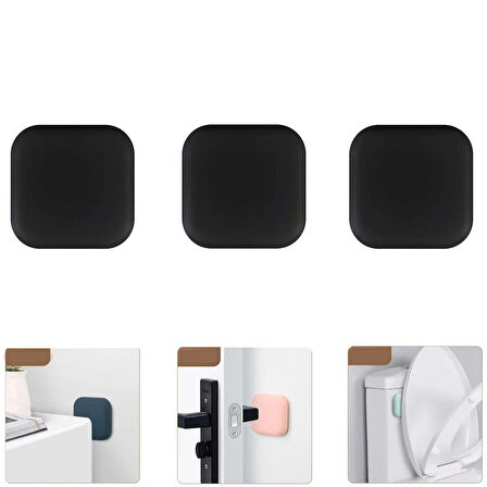 Microcase Darbe Önleyici Yapışkanlı Silikon Kapı Kolu Stoperi Tamponu Kare Tasarım - GRİ AL5004 3 Adet