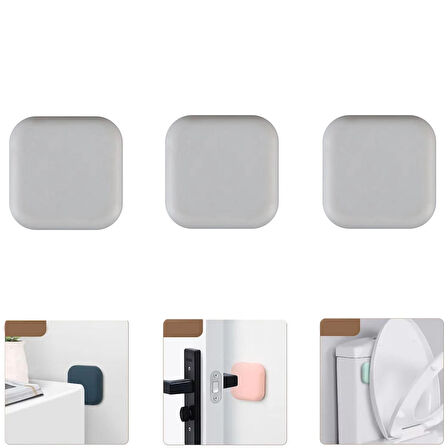 Microcase Darbe Önleyici Yapışkanlı Silikon Kapı Kolu Stoperi Tamponu Kare Tasarım - SİYAH AL5004 3 Adet