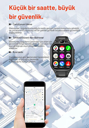 HARVOX HX Kids 4G Pro+ Plus Android Sim Kartlı Akıllı Çocuk Saati | GPS, Konum, Kamera, Görüntülü Görüşme, Yüz Tanıma Siyah
