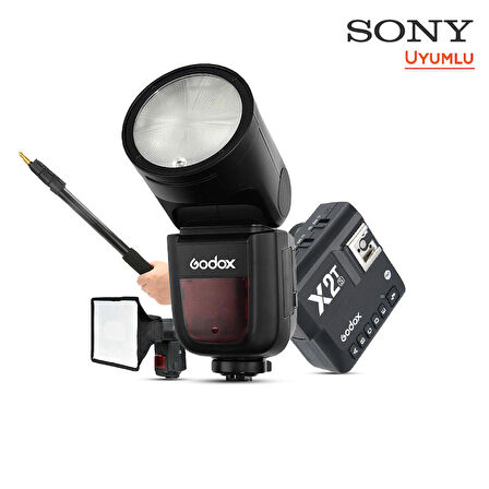 Godox V1 Sony Flaş Kit (Yuvarlak Kafa) FULL Set