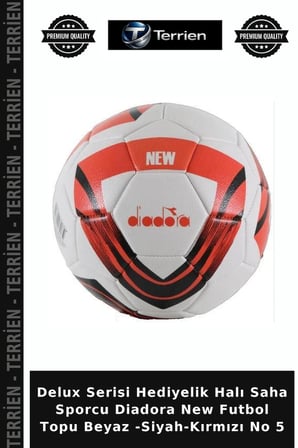 Delux Serisi Hediyelik Halı Saha Sporcu Diadora New Futbol Topu Beyaz -Siyah-Kırmızı No 5