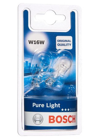 Bosch W16W (955) Pure Light Araba Ampulü - 12 V 16 W W2,1x9,5d - 2 Ampul