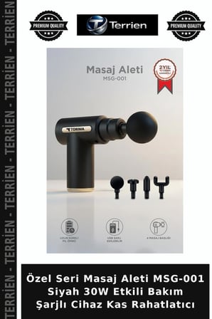 Özel Seri Masaj Aleti MSG-001 Siyah 30W Etkili Bakım Şarjlı Cihaz Kas Rahatlatıcı