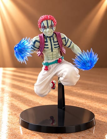Premium Demon Slayer Akaza Mavi Alev Efektli Anime Figürü 20 Cm Figür Modeli Oyun Karakter