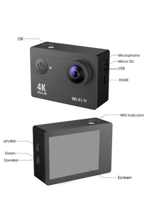 Wifi Li Aksiyon Kamera 4k Ultra Hd 1080p Spor Dalış Motorsiklet Kask Kayak Doğa Avcı Kamerası