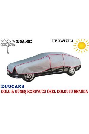 DUUCARS 4 Katlı 4.50 Mt Dolu Darbe & Güneş Koruyucu Özel Dolgulu Oto Branda ( Dolu Koruyucu Branda ) 4503204kat