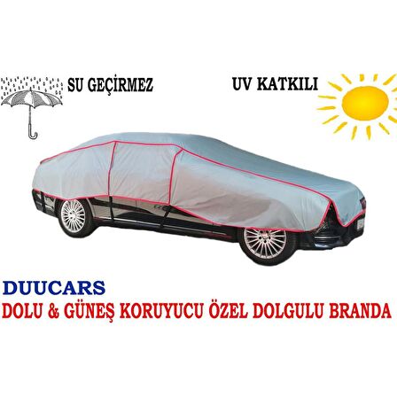 DUUCARS 4 Katlı 6.00 Mt Dolu Darbe & Güneş Koruyucu Özel Dolgulu Oto Branda ( Dolu Brandası ) 600kat4