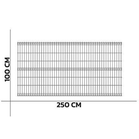 KONAK TEL ÇİT SİSTEMLERİ 4 ADET SADE PANEL ÇİT TELİ 100X250 CM ANTRASİT