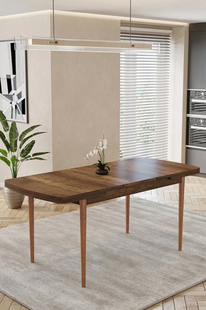 80x170CM Mutfak Masası Takımı | 4 Kişilik Açılır Masa Sandalye Takımı - Ceviz Masa - Antrasit
