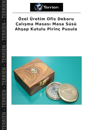 Özel Üretim Ofis Dekoru Çalışma Masası Masa Süsü Ahşap Kutulu Pirinç Pusula