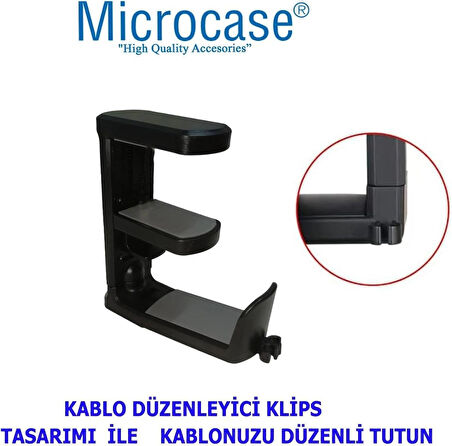Microcase Masaya Monte Ayarlanabilir 360 Derece Döner Oyuncu Kulaklık Eşya vb. Tutucu Stand - SİYAH AL4804