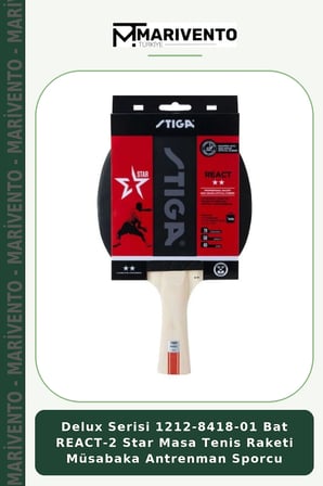 Delux Serisi 1212-8418-01 Bat REACT-2 Star Masa Tenis Raketi Müsabaka Antrenman Sporcu