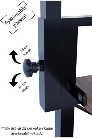 Steel Design 4 Katlı Kahve Köşesi, Ayarlanabilir Üst Raf ,Metal Ahşap Mutfak Rafı ,Küçük Ev Aletleri Düzenleyici