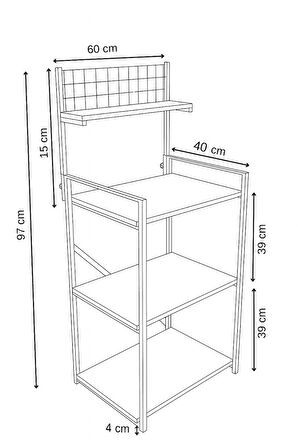 Steel Design 4 Katlı Kahve Köşesi, Ayarlanabilir Üst Raf ,Metal Ahşap Mutfak Rafı ,Küçük Ev Aletleri Düzenleyici