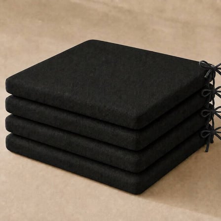 4’lü Düz Bağcıklı Sandalye Minderi · 40 × 40 × 4 cm | Siyah | 40 × 40 × 4 cm · 4 adet