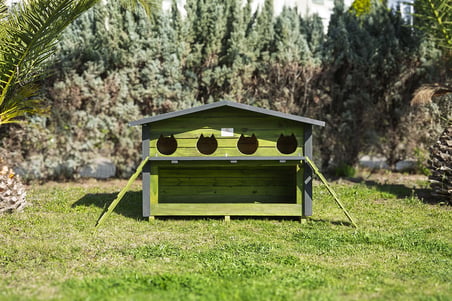 4 Yuvalı Kedi Evi Mamalıklı Yeşil