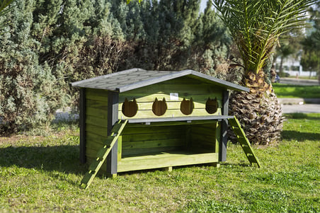 4 Yuvalı Kedi Evi Mamalıklı Yeşil