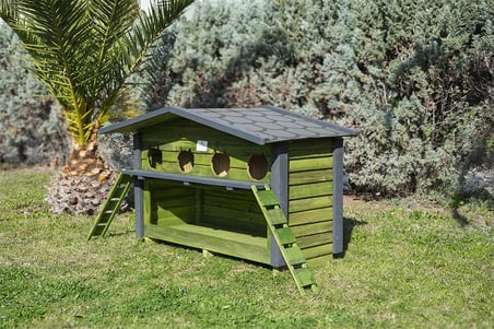 4 Yuvalı Kedi Evi Mamalıklı Yeşil