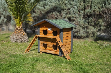 4 Yuvalı Kedi Evi Ahşap Ahşap