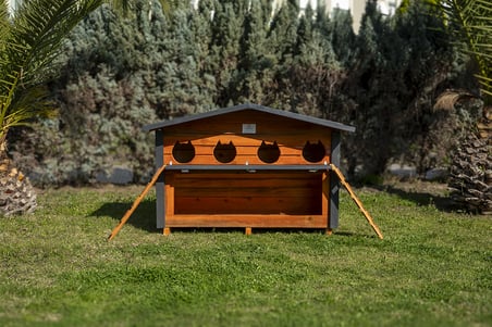 4 Yuvalı Kedi Evi Mamalıklı Ahşap