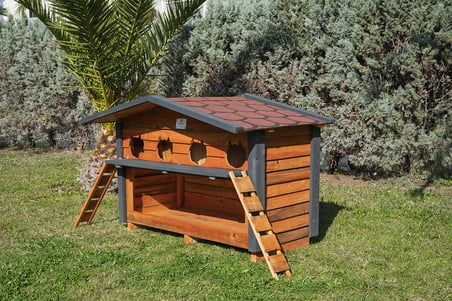 4 Yuvalı Kedi Evi Mamalıklı Ahşap
