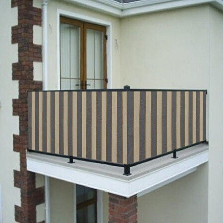 Ceylan Home Balkon Demir Perdesi Kuş Gözü Gri Krem Ölçü Seçenekli