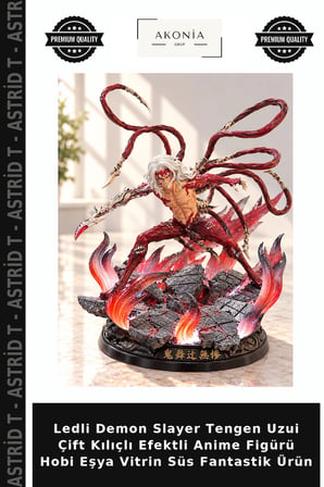 Ledli Demon Slayer Tengen Uzui Çift Kılıçlı Efektli Anime Figürü Hobi Eşya Vitrin Süs Fantastik Ürün