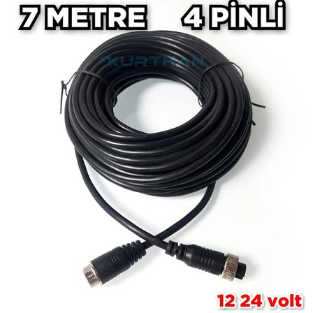 4 PİNLİ 7 METRE TİCARİ ARAÇ KAMERA KABLOSU   12-24 VOLT