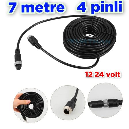 4 PİNLİ 7 METRE TİCARİ ARAÇ KAMERA KABLOSU   12-24 VOLT