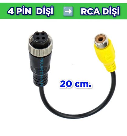 4 PİNLİ DİŞİ KONNEKTÖR > TEKLİ RCA DİŞİ SOKET  DÖNÜŞTÜRÜCÜ  20 CM.
