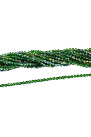 4 mm Haki Yeşili Piramit Kristal Cam Boncuk 1 Dizi - (85 Adet)