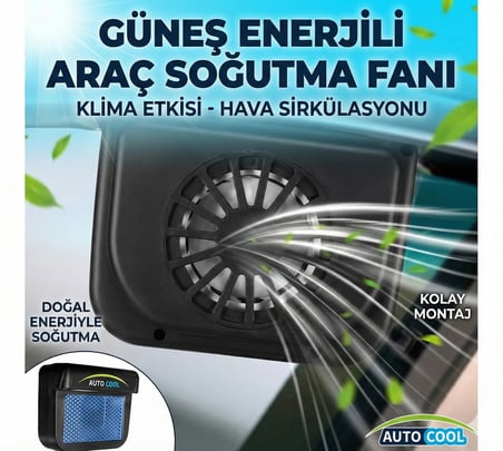 Ferah Sürüş Buğu Önleyici Park Vantilatörü Auto Cool Güneş Enerjisiyle Çalışan Araç İçi Soğutucu