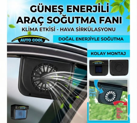 Ferah Sürüş Buğu Önleyici Park Vantilatörü Auto Cool Güneş Enerjisiyle Çalışan Araç İçi Soğutucu